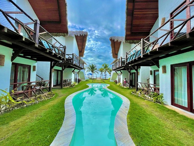 Ap. Estrela do Mar - Pé na areia com vista para o mar e pisc