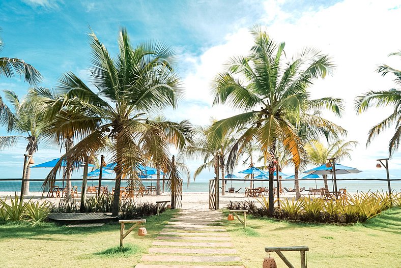 Ap. Vila Kite Pé na areia com vista para o mar e piscina