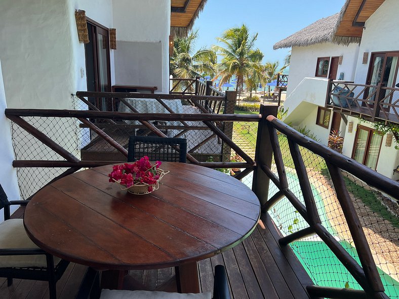 Ap. Vila Kite Pé na areia com vista para o mar e piscina